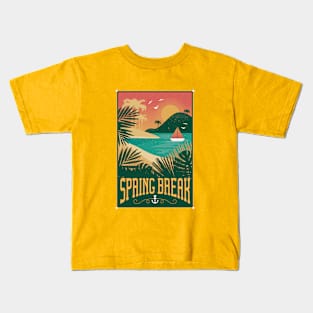 Vintage Spring Break: Retro Island Vibes Vector Design for Spring and Summer Kids T-Shirt